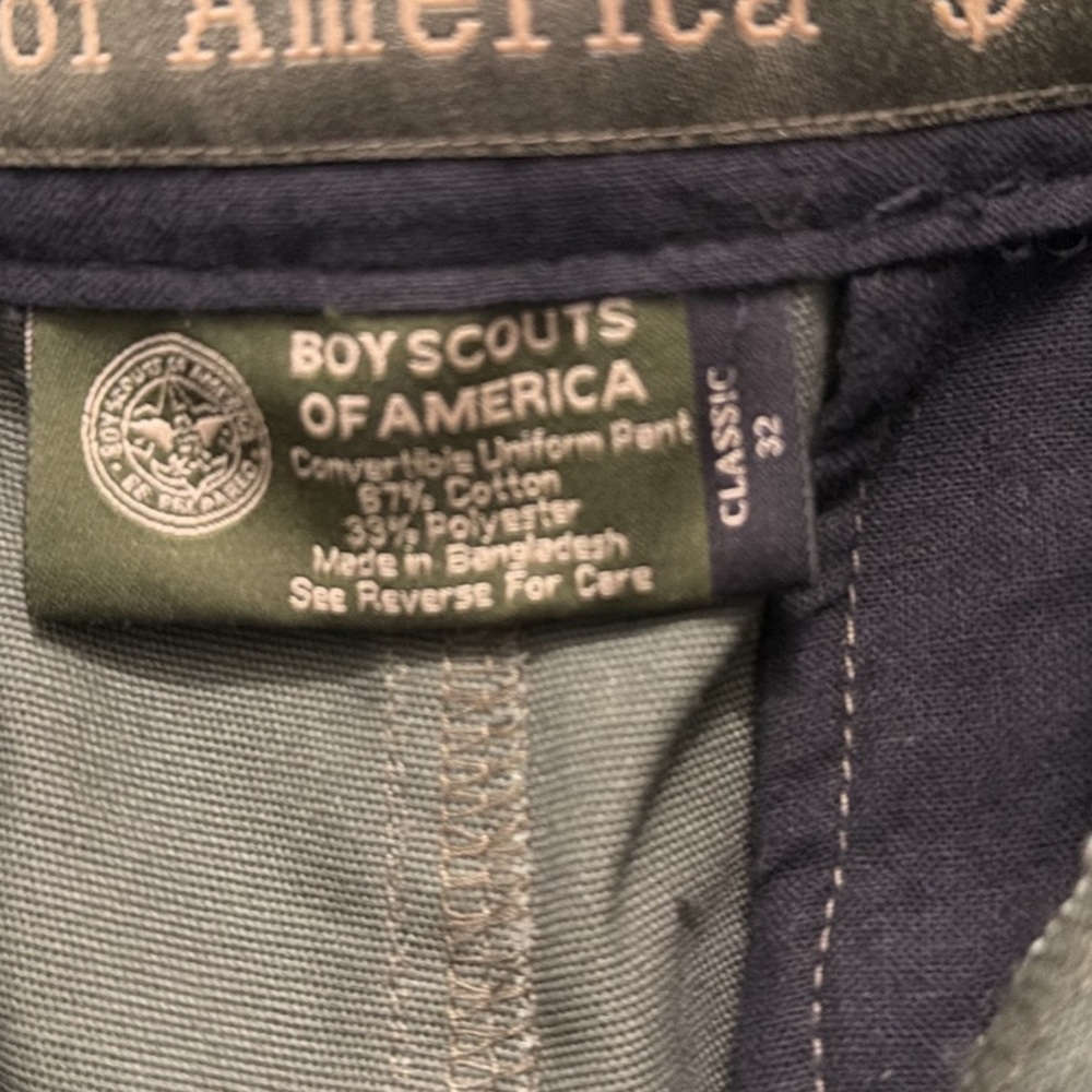 Boy Scouts of America convertible uniform pants. Legs Zip off to shorts - Picture 4 of 5